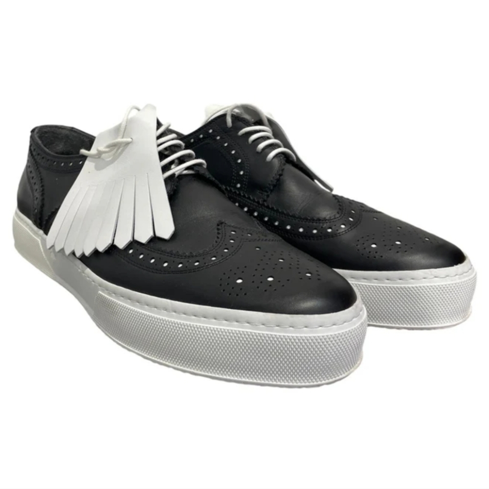 NIB ROBERT CLERGERIE TOLKA 01 Leather Black Oxfords Brouge Trim Kiltie Vamp 10.5